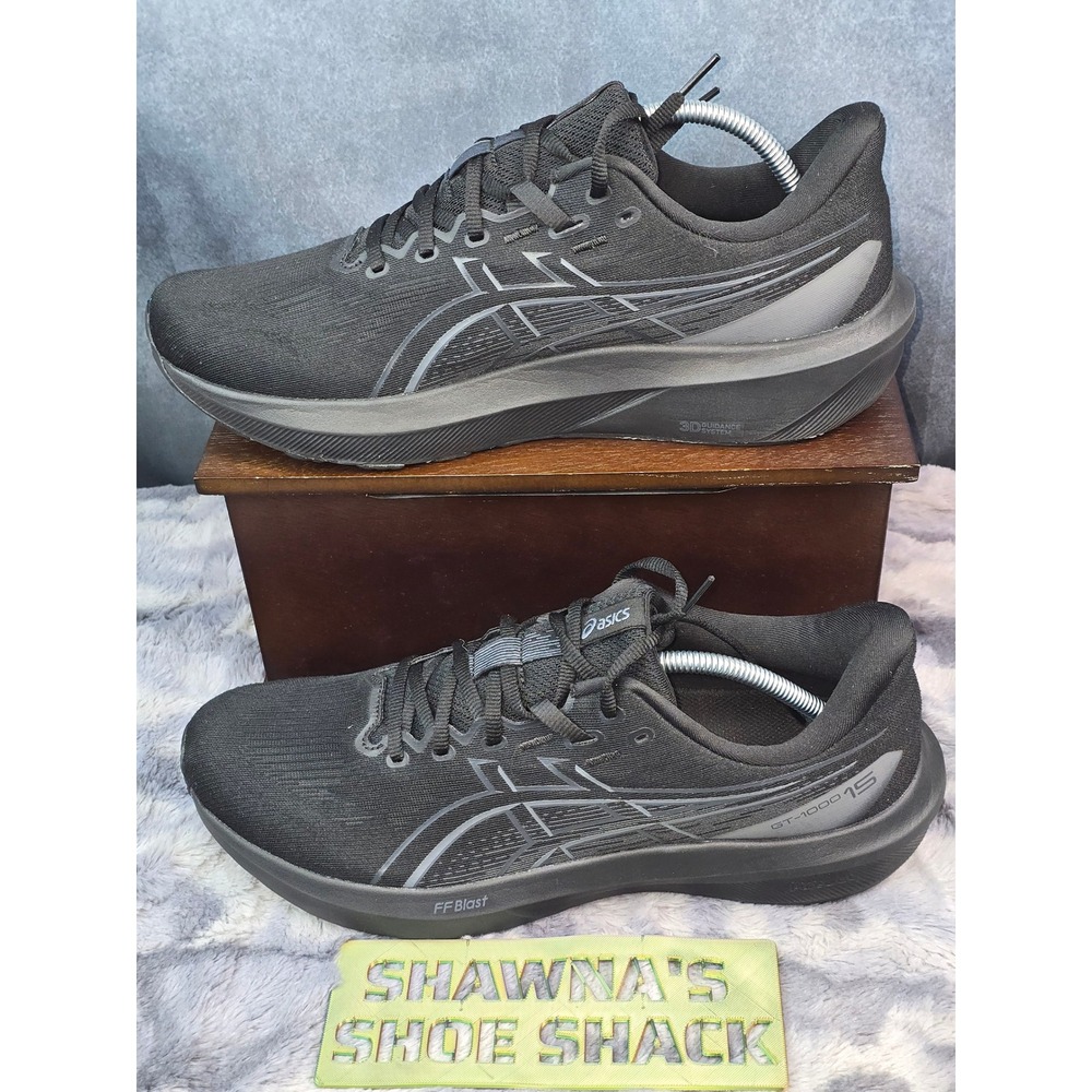 EUC Asics GT-1000 15 Running Shoes Black Stability Sneakers Mens 12